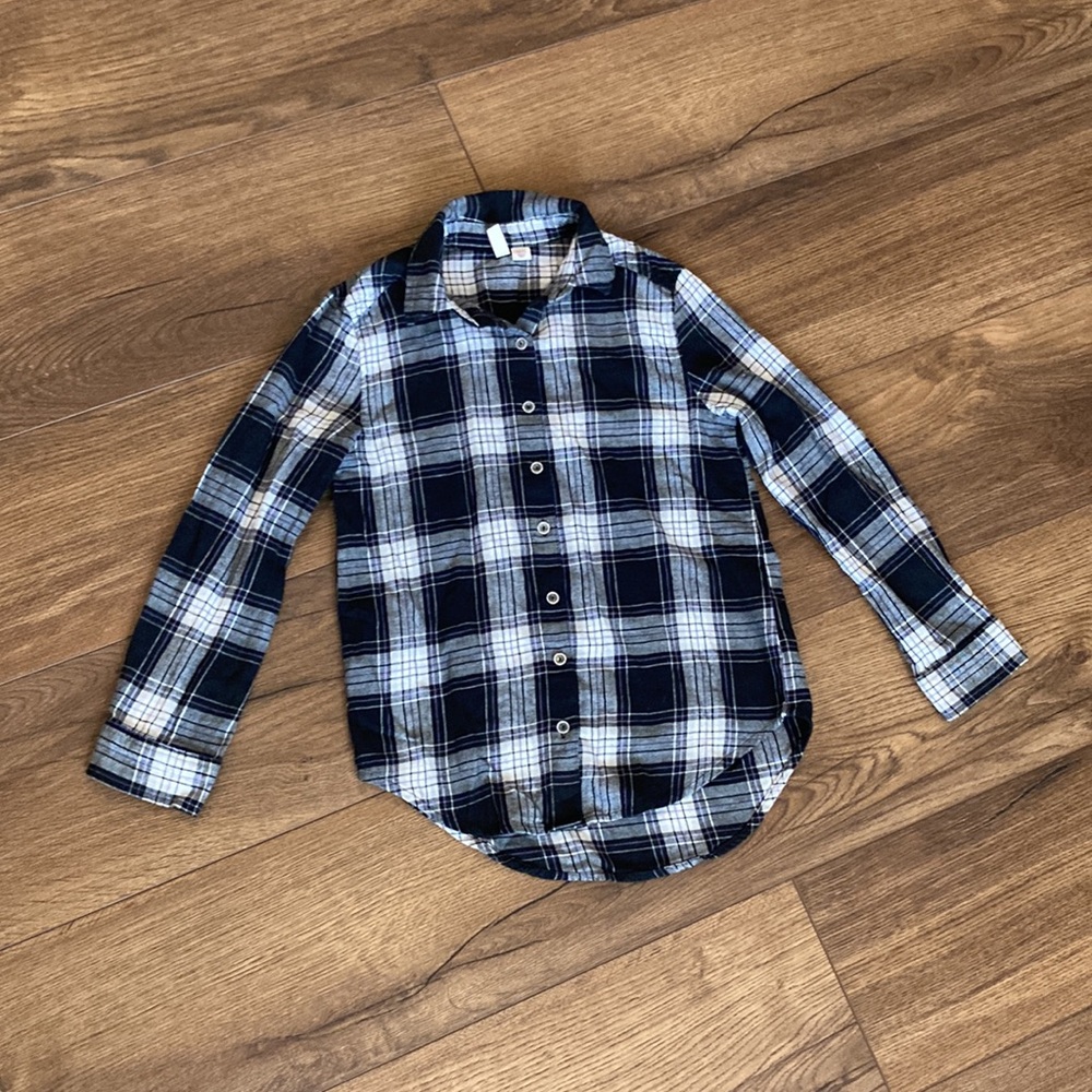Girls SO plaid long sleeve button up